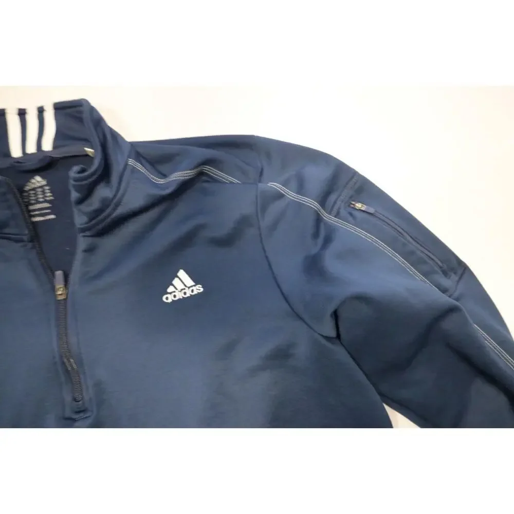 Adidas Track Soccer‎ Jacket 1/4 Zip Blue Pullover Athletic Mens Size 2XL XXL